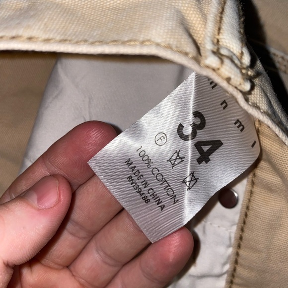 MNML NWOTs Flare Denim Pants - Khaki with Paint Splatter | B243 | Size 34 - Picture 3 of 13